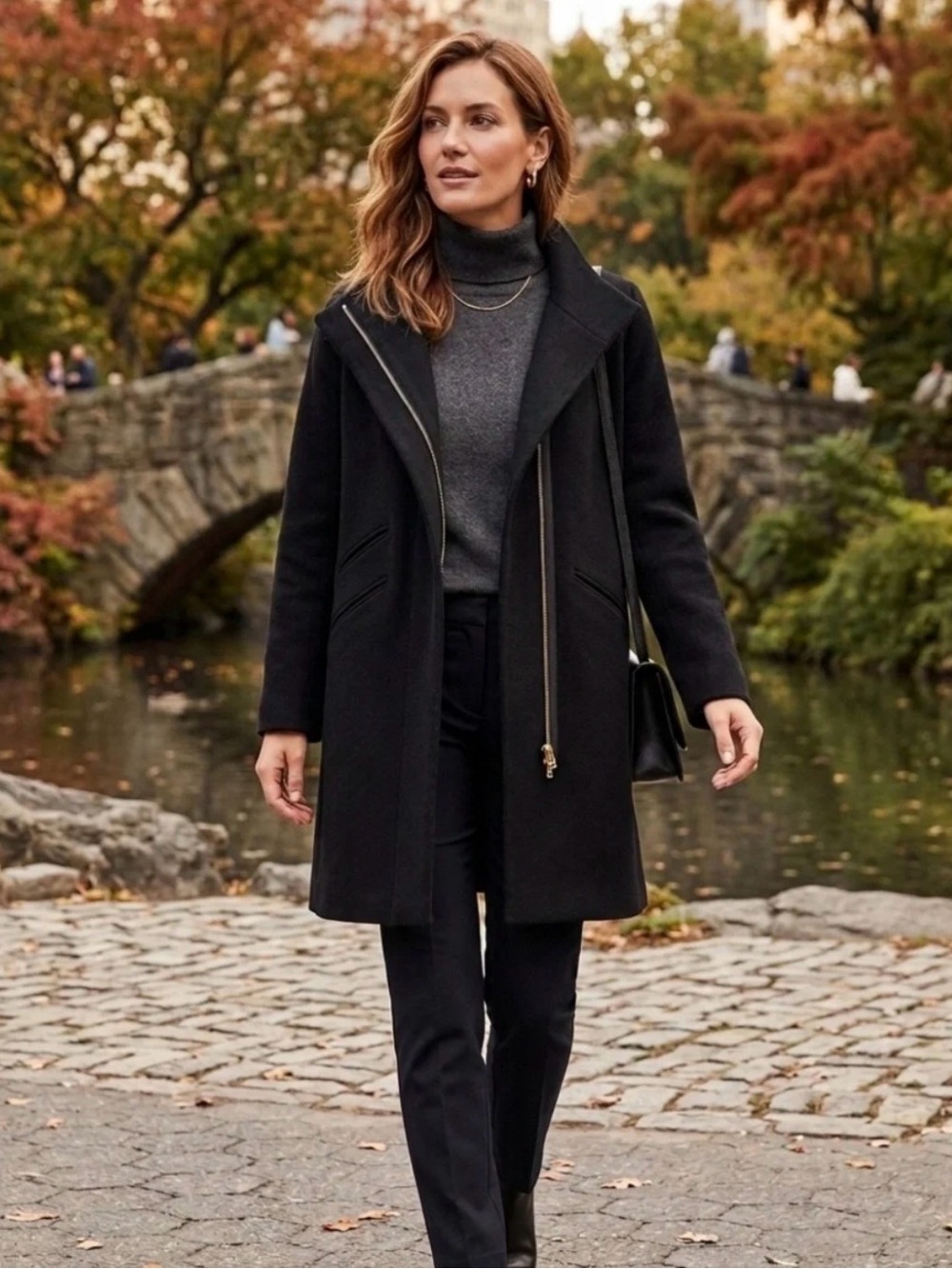 J.Crew Italian Stadium Cloth Wool Blend Black Cocoon Coat